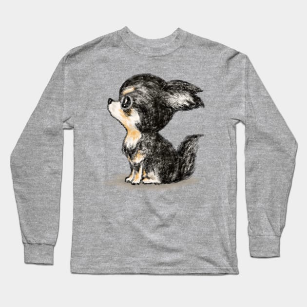 Chihuahua sitting on the ground Long Sleeve T-Shirt by sanogawa